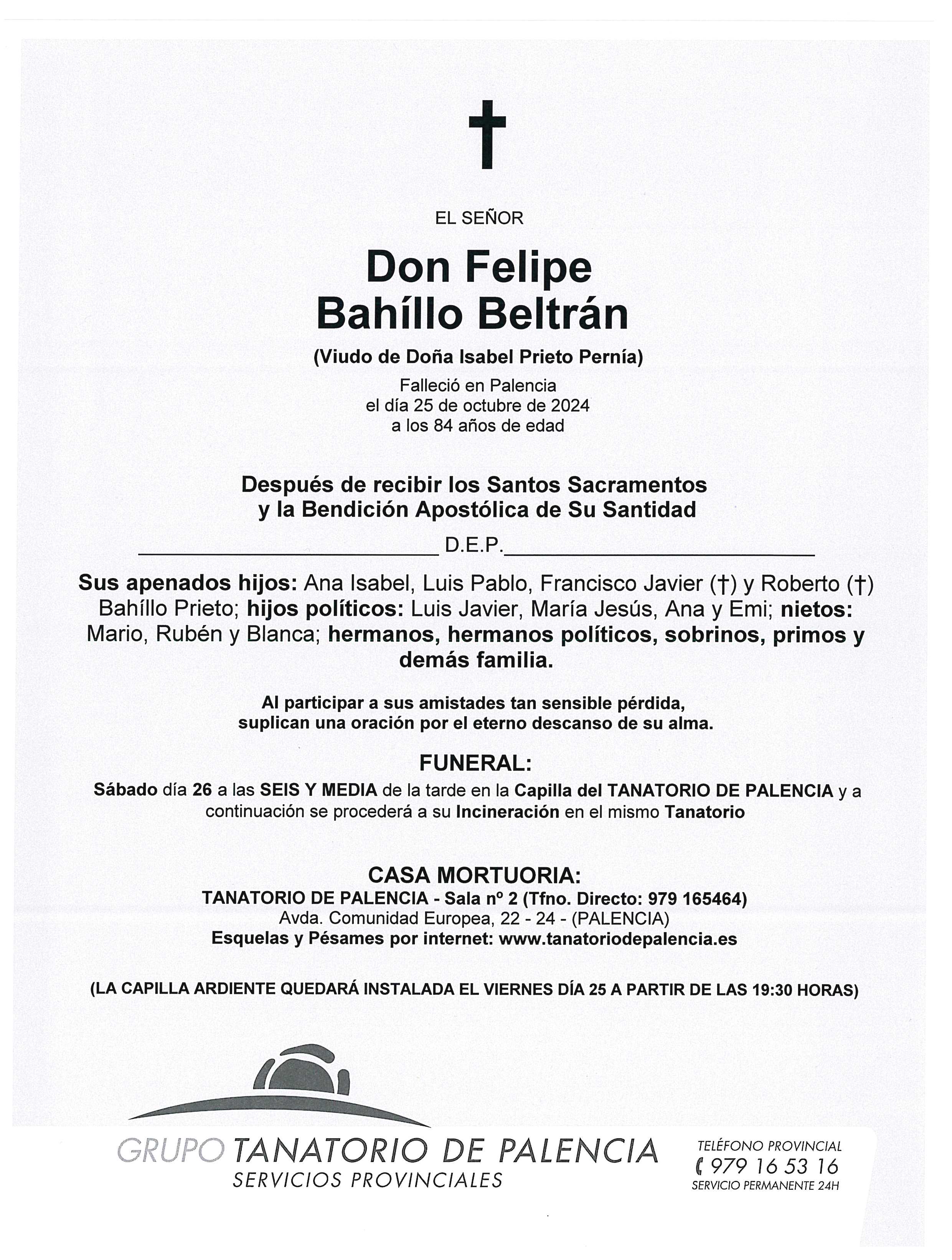 EL SEÑOR DON FELIPE BAHÍLLO BELTRÁN